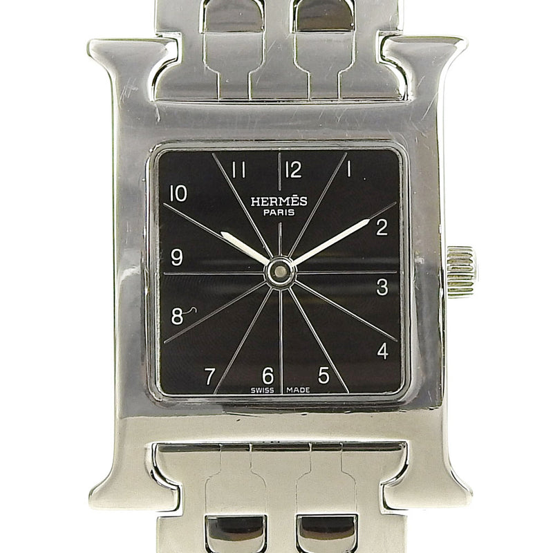 【HERMES】エルメス
 Hウオッチ 腕時計
 HH1.210 ステンレススチール クオーツ アナログ表示 黒文字盤 H watch レディースA-ランク