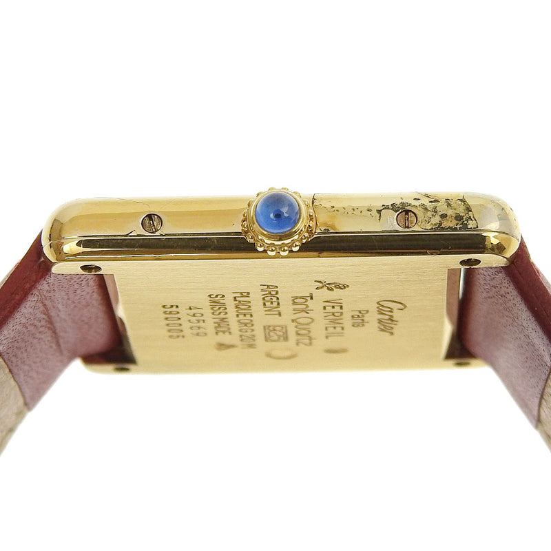 【CARTIER】カルティエ
 タンクヴェルメイユ 590005 腕時計
 シルバー925×レザー クオーツ アナログ表示 レディース 白文字盤 腕時計