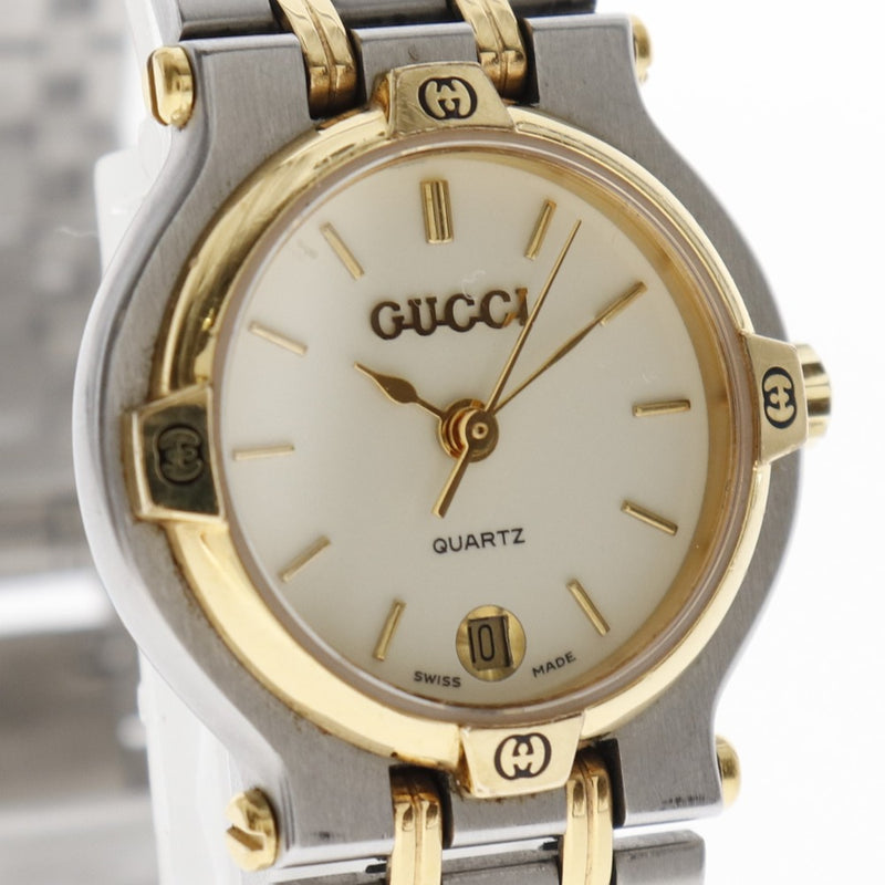 【GUCCI】グッチ
 9000L ステンレススチール シルバ― クオーツ アナログ表示 レディース 白文字盤 腕時計