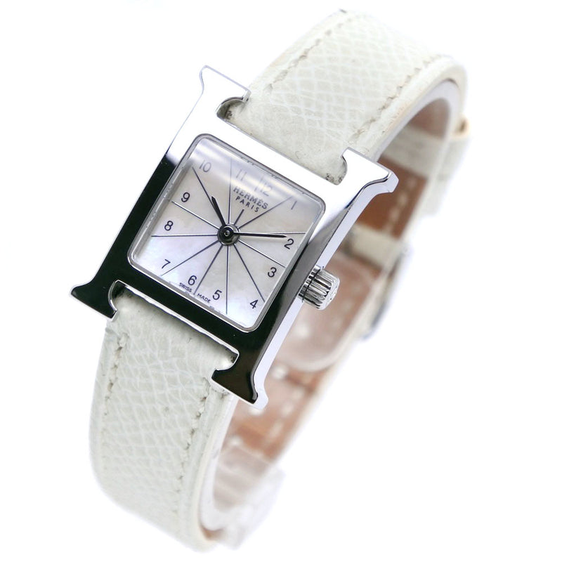 Hermes h hour white best sale dial leather ladies watch