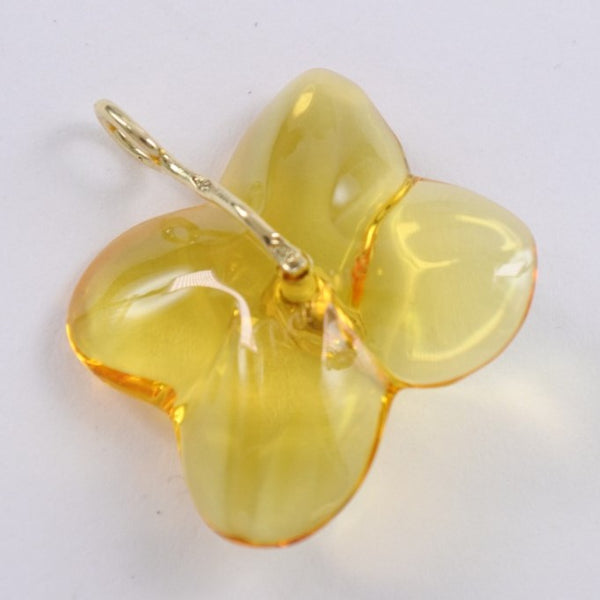 【美品】バカラBaccaratK18ペンダントトップ廃盤希少クリスタル花イエロー BACCARAT バカラ K18 オルテンシア チョーカーネックレス