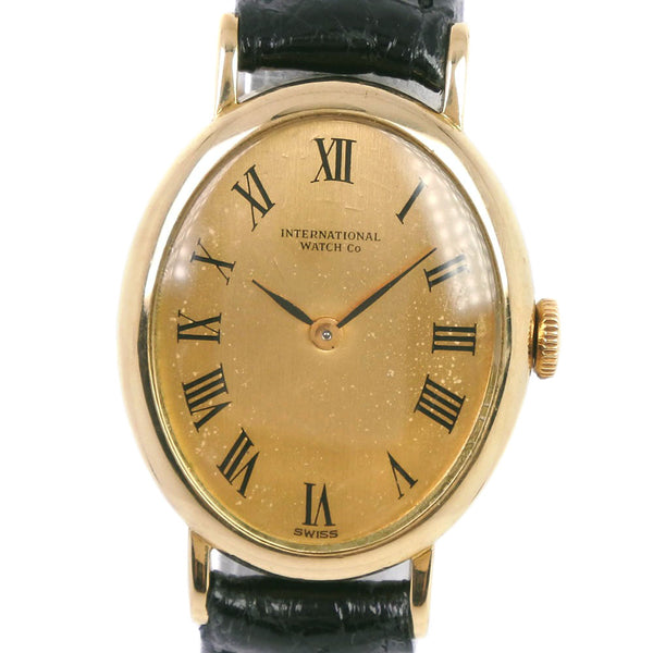 [IWC] International Watch Company Oval Cal.412 MIRAR K18 Amarillo Gold Human Round Ladies Gold Dial Watch B-Rank