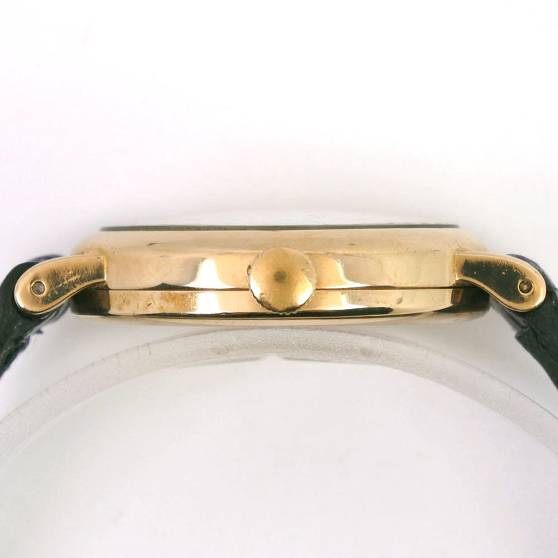 [IWC] Eye Dublyu Shafhausen Oval Cal.412 Watch K18 Yellow Gold x Leather hand-wound Ladies Gold Dial Watch B-Rank