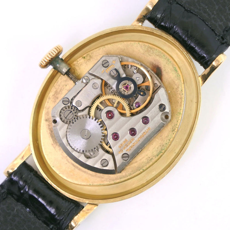 [IWC] Eye Dublyu Shafhausen Oval Cal.412 Watch K18 Yellow Gold x Leather hand-wound Ladies Gold Dial Watch B-Rank