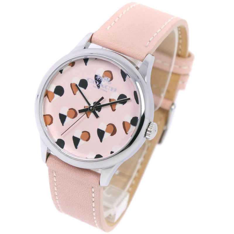 [Coach] Coach 
 Heart watch 
 Ca.117.7.112.1536 Stainless steel x leather quartz analog display pink dial HEART Ladies A rank