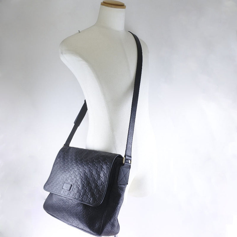 [GUCCI] Gucci Messenger Bag GG223665 Shoulder Bag Simer Leather Black Men's Shoulder Bag A-Rank