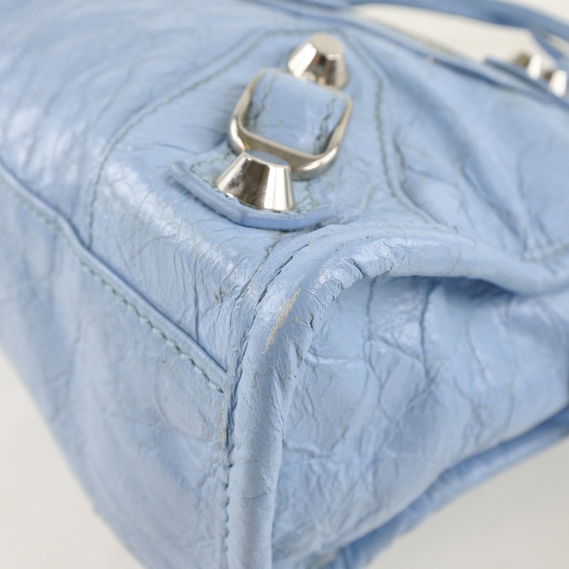 [Balenciaga] Balenciaga Classic Mini City 2way Shoulder 300295 Handbag de cuero azul claro Bolso de damas