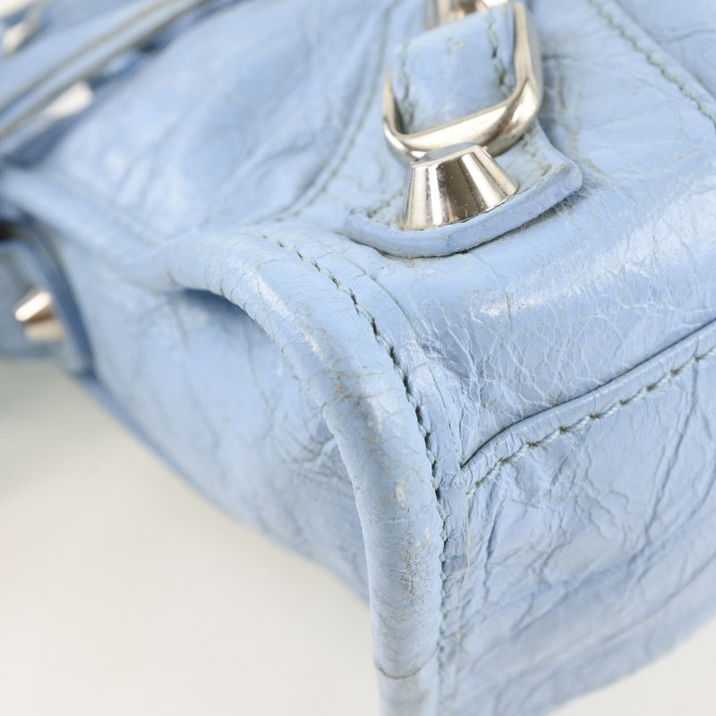 [Balenciaga] Balenciaga 클래식 미니 시티 2way 어깨 300295 핸드백 가죽 가벼운 블루 레이디스 핸드백