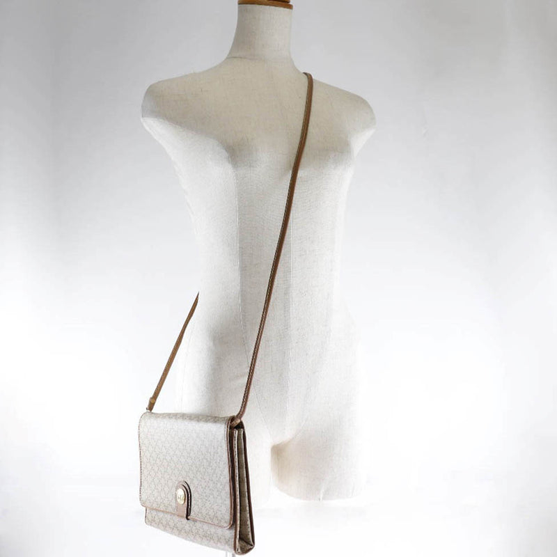 [Celine] Celine shoulder bag Macadam PVC x Leather tea Snap button Ladies