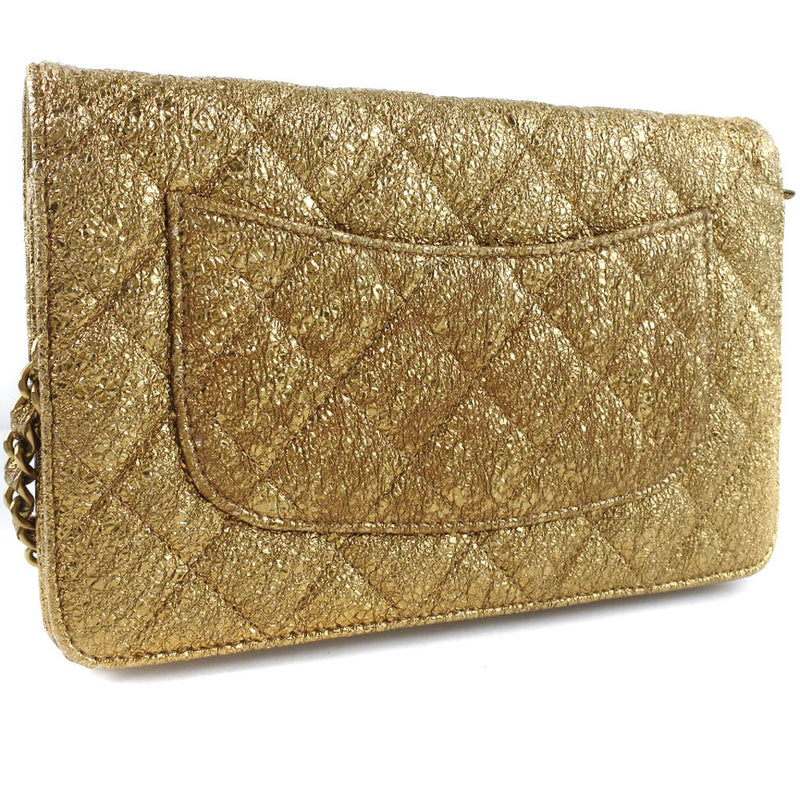 [CHANEL] Chanel Chain Wallet Matrasse Calf Gold Ladies Shoulder Bag A-Rank