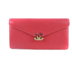 [Chanel] Chanel A84408 Mat de billetera larga Caviar piel Damas rosa billetera larga