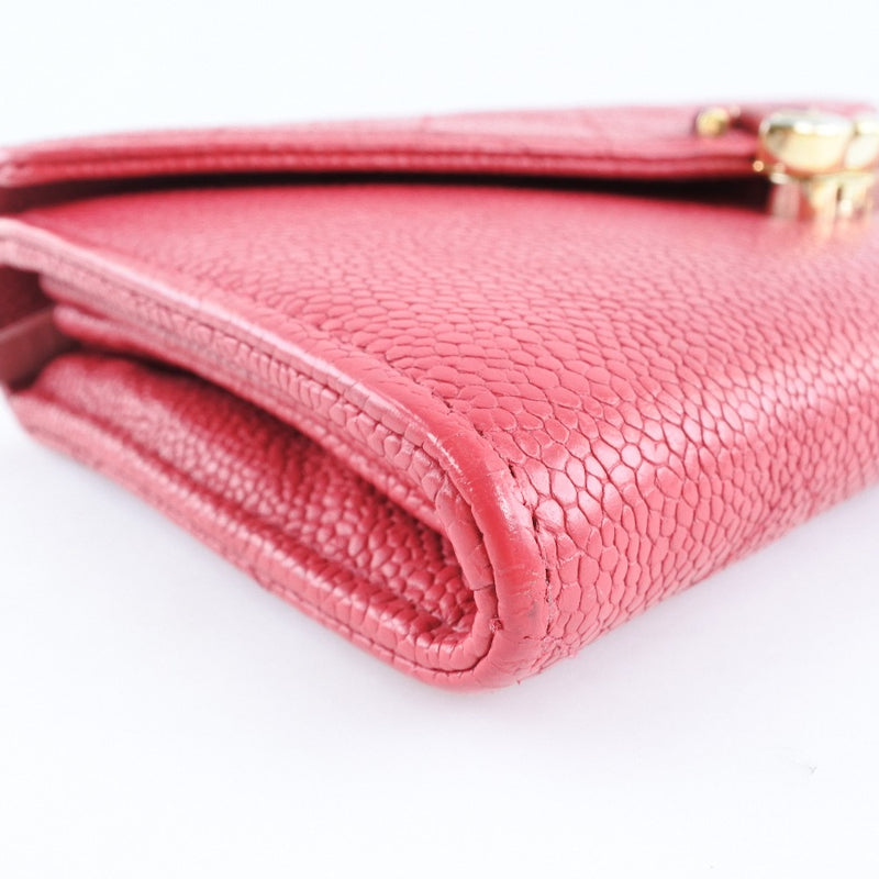 [Chanel] Chanel A84408 Mat de billetera larga Caviar piel Damas rosa billetera larga