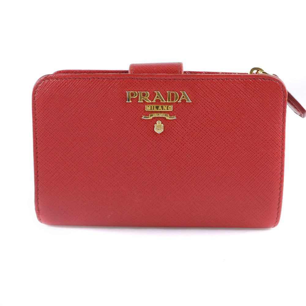 PRADA】プラダ 1ML225 二つ折り財布 サフィアーノ 赤 レディース 二
