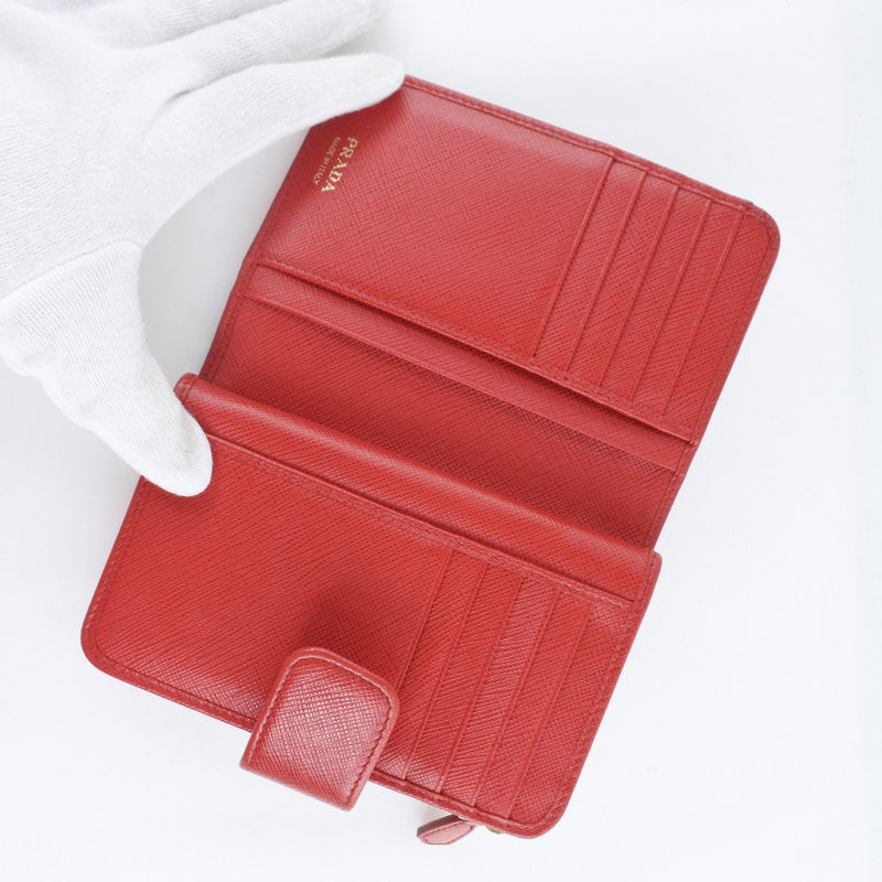 [Prada] Prada 1ML225 BI -FOLD Billet Safiano Red Ladies Bi -fold Billet