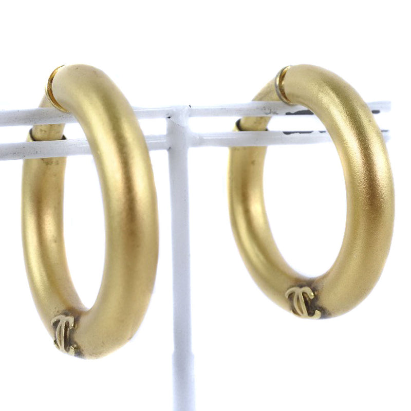 [CHANEL] Chanel hoop earrings gold plating 96P engraved ladies earrings A rank