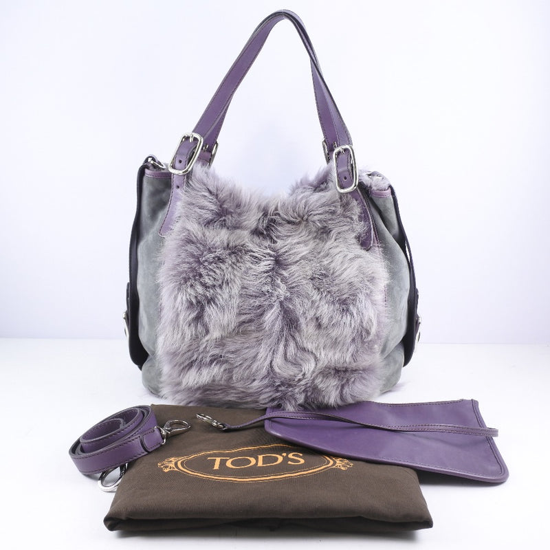 TOD'S] Tods 2way shoulder handbag Mouton x Fake Far x Leather