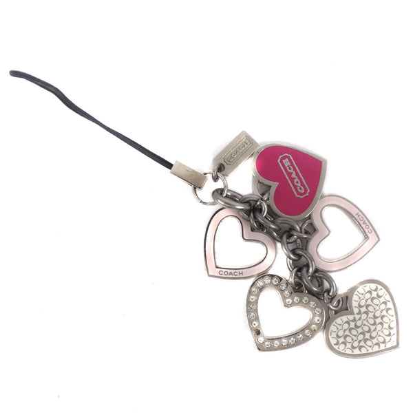 【COACH】コーチ
 ハート ストラップ
 ラインストーン シルバー レディース ストラップ