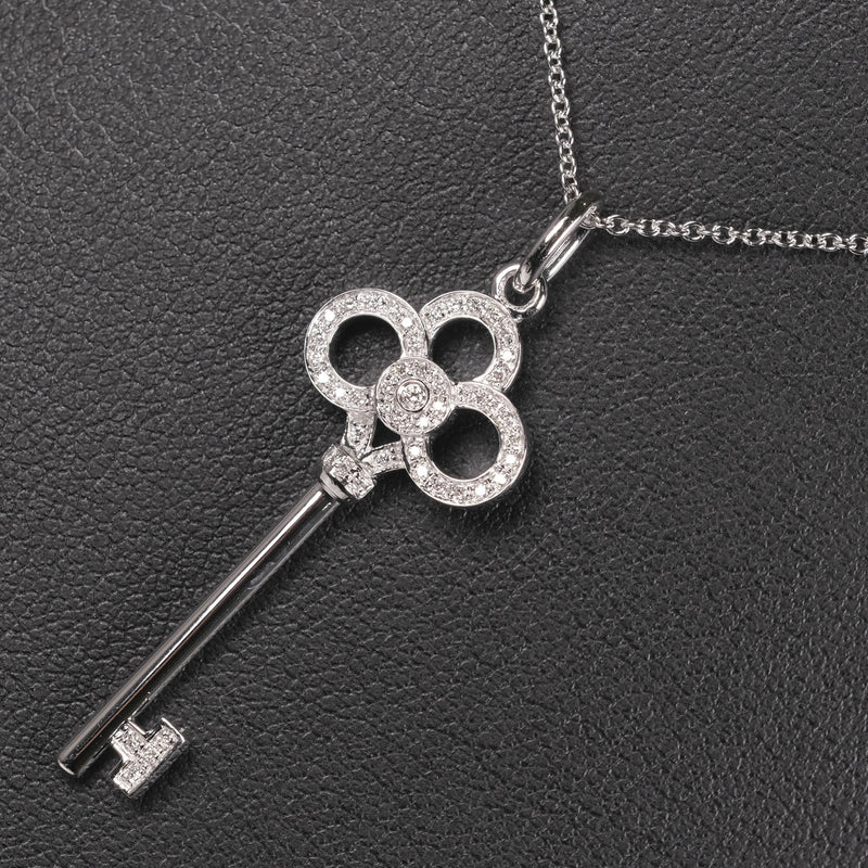 [TIFFANY & CO.] Tiffany Crown Key Necklace K18 White Gold x Diamond Ladies Necklace A Rank