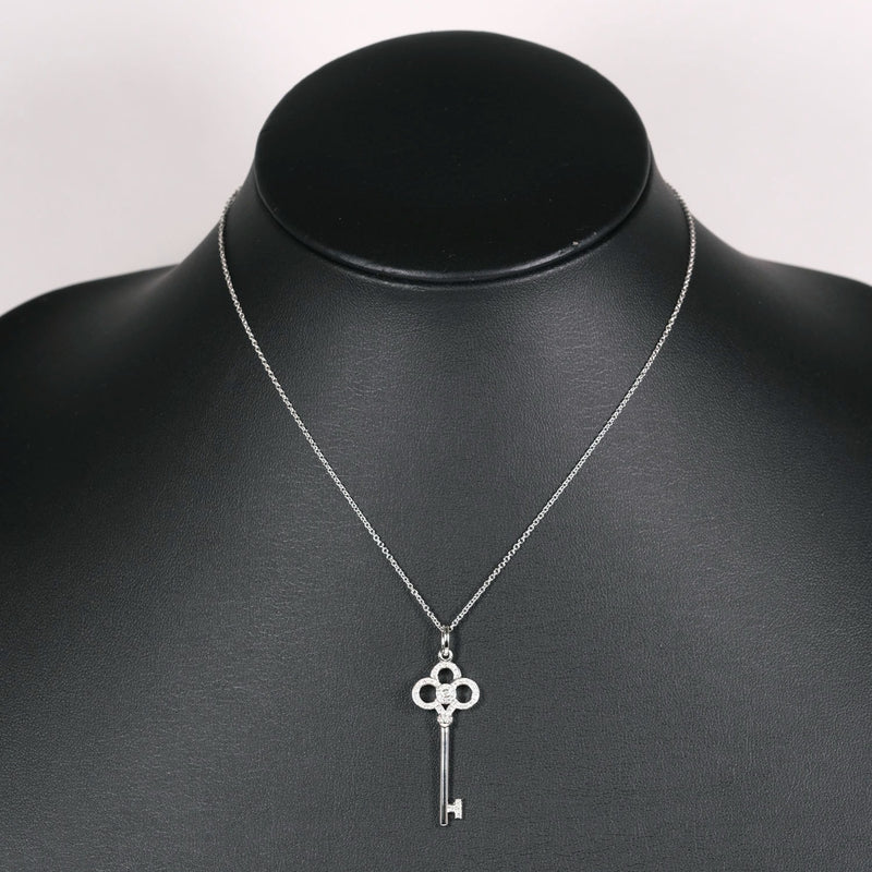 Tiffany & Co. 18k White Gold & Diamond Crown Key Pendant Necklace – Oliver  Jewellery