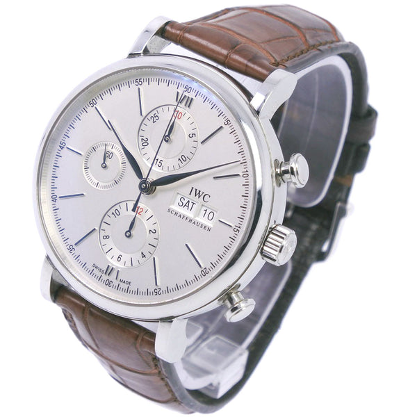 [IWC] International Watch Company Port Fino Cal.75320 IW391027 Watch Stainless Steel x Leather Automatic Wind Chronograph Men White Dial Dial Watch A-Rank
