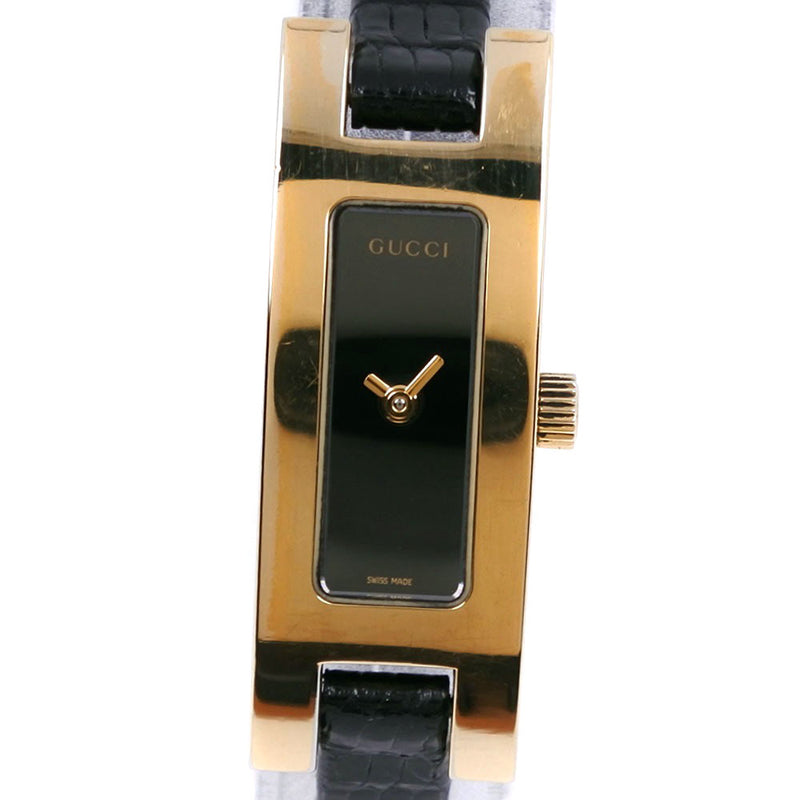 GUCCI] Gucci 3900L Stainless Steel x Leather Gold Quartz Analog