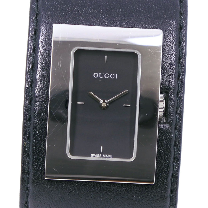 [Gucci] Gucci 7800L Acero inoxidable x Display analógica de cuero Marril negro Mira un rango