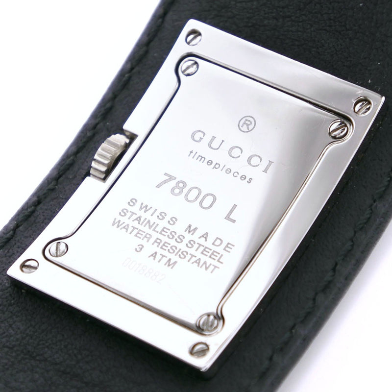 [Gucci] Gucci 7800L Acero inoxidable x Display analógica de cuero Marril negro Mira un rango