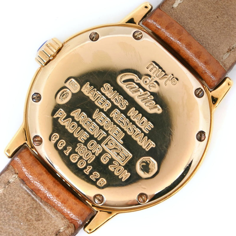 【CARTIER】カルティエ
 マスト2ロンド シルバー925×レザー 茶 クオーツ アナログ表示 レディース 白文字盤 腕時計
A-ランク