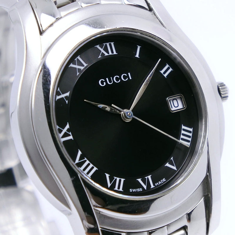 [Gucci] Gucci 5500m de acero inoxidable de acero negro Display analógico de la esfera negra de los hombres