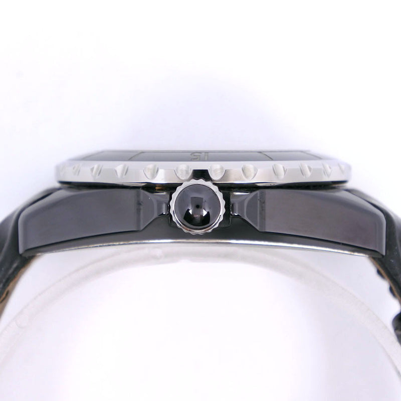[샤넬] 샤넬 J12 H0680 스테인레스 스틸 X 가죽 검은 쿼츠 아날로그 레이디스 블랙 다이얼 시계