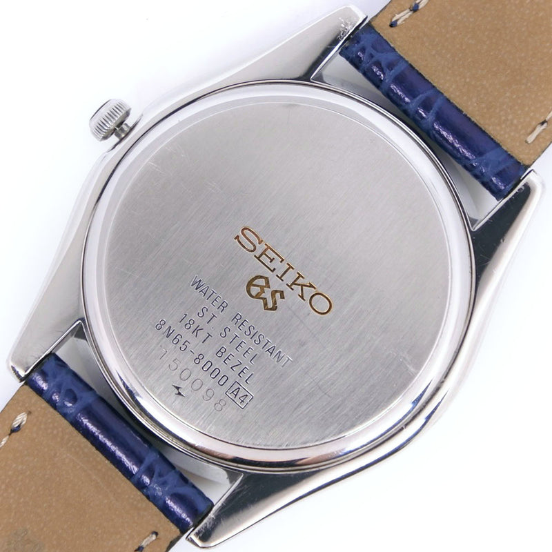 【SEIKO】セイコー
 グランドセイコー 8N65-8000 ステンレススチール×K18イエローゴールド×レザー シルバー/ゴールド クオーツ アナログ表示 メンズ 白文字盤 腕時計