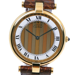 [Cartier] Cartier Masu Vermille Silver 925 × Leather Gold Quartz Analog L display Men's Gold Dial Watch