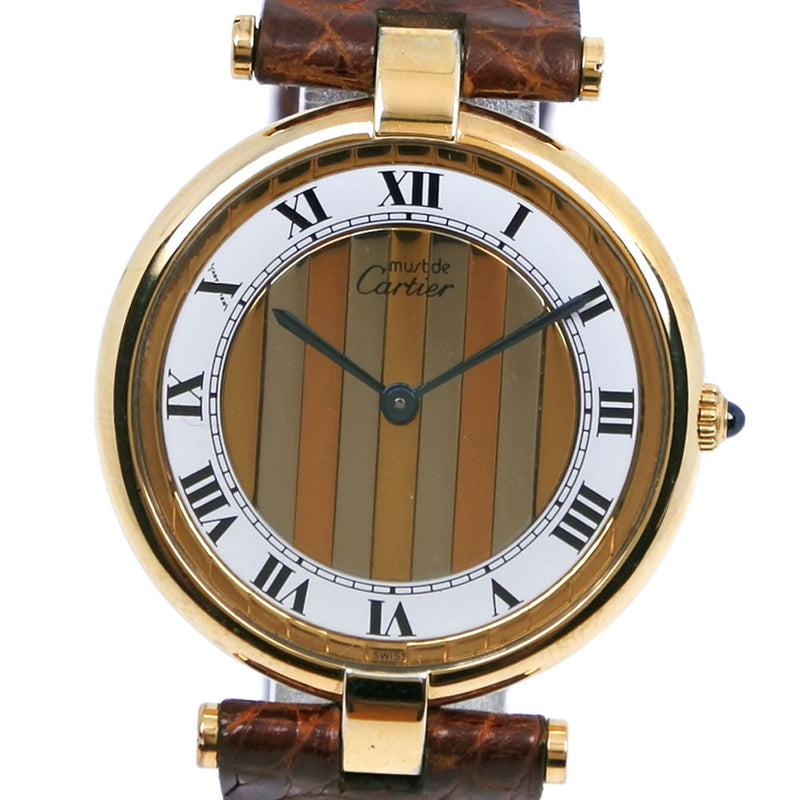 [Cartier] Cartier Masu Vermille Silver 925 × Reloj de dial de oro de cuarzo de oro de cuero lantel