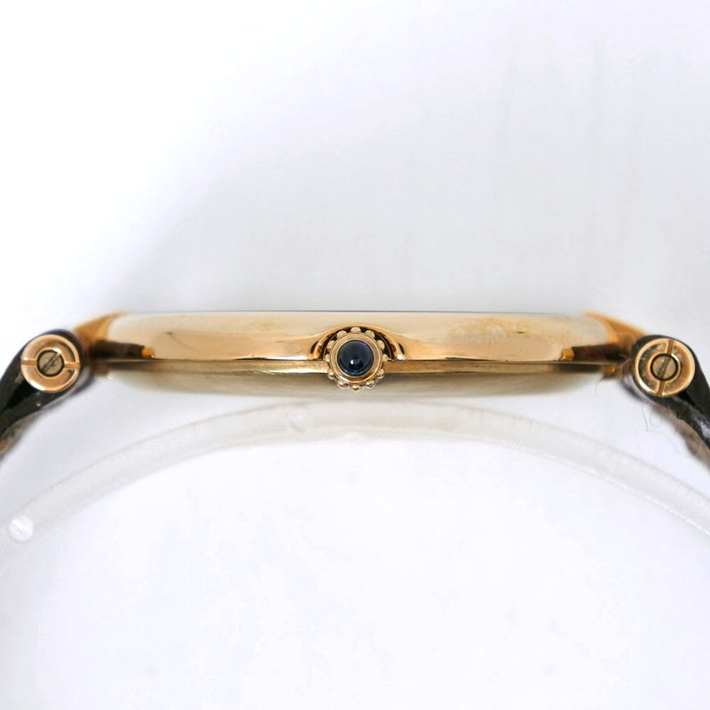 [Cartier] Cartier Masu Vermille Silver 925 × Leather Gold Quartz Analog L display Men's Gold Dial Watch