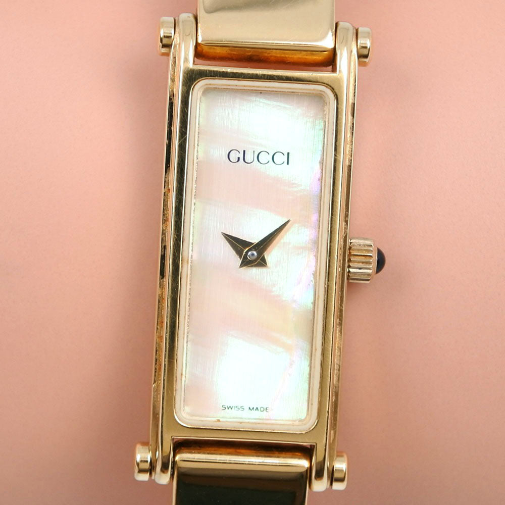 Gucci Gucci 1500 Exantia analogica de cuarzo de acero inoxidable Damas Dial de carcasa amarilla KYOTO NISHIKINO