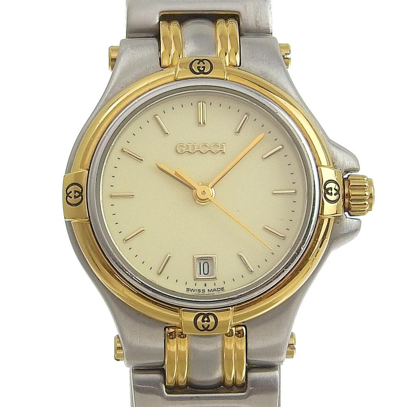 [Gucci] Gucci Combinación 9040L Silver de acero inoxidable/cuarzo Gold Display Ladies Dial Dial Watch