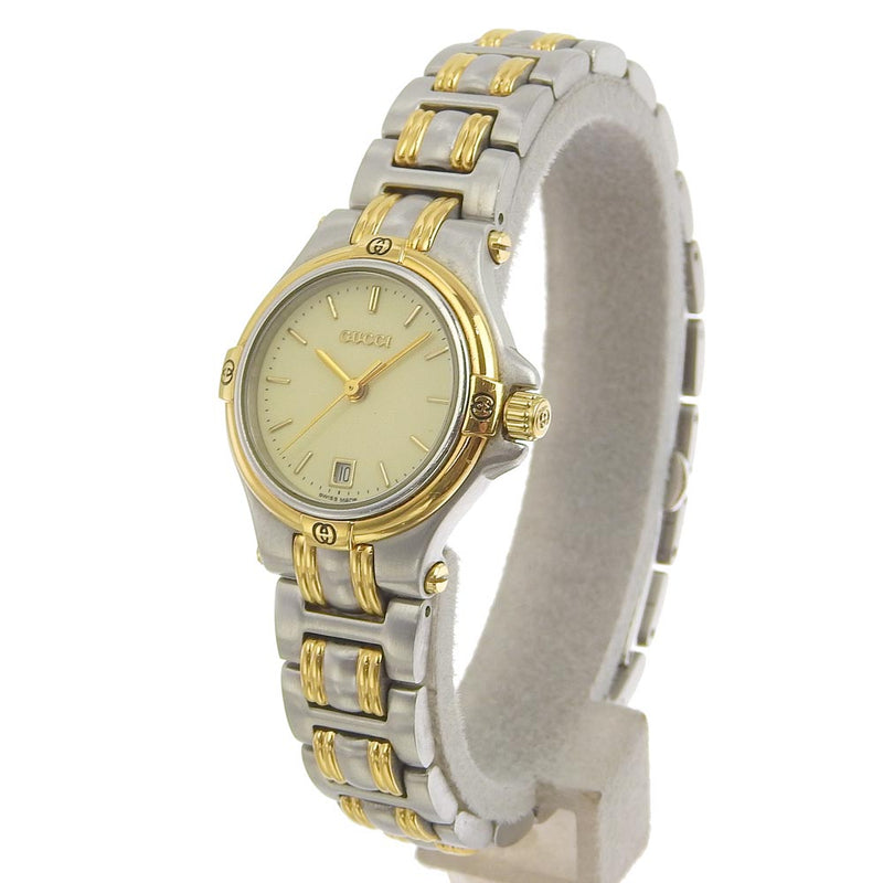 [GUCCI] Gucci Combination 9040L Stainless steel Silver/Gold Quartz Analog Display Ladies Ivory Dial Watch