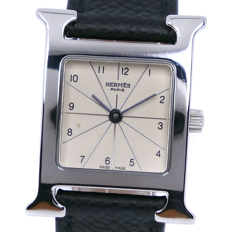 【HERMES】エルメス Hウオッチ HH1.210 ステンレススチール クオーツ アナログ表示 レディース 黒文字盤 腕時計約6mmムーブメント