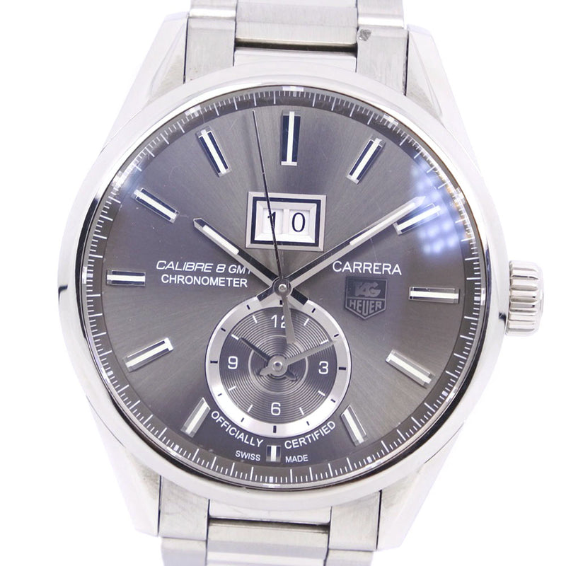 【TAG HEUER】タグホイヤー
 カレラ WAR5012 腕時計
 ステンレススチール 自動巻き GMT メンズ 黒文字盤 腕時計
A-ランク