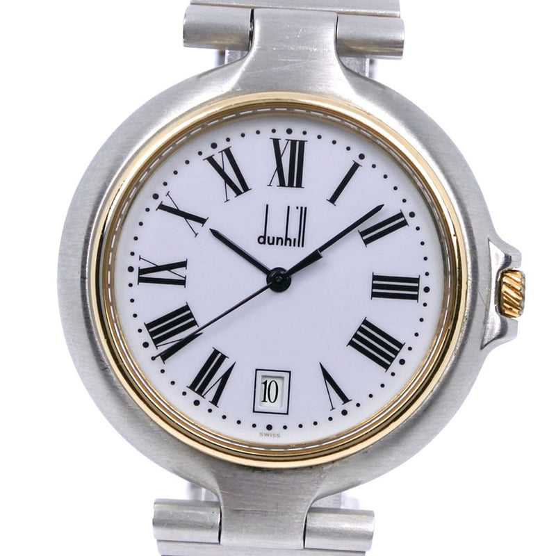 [Dunhill] Dunhill Millennium Date Acero inoxidable x plateado de oro de oro, reloj de marcación blanca para hombres A-Rank