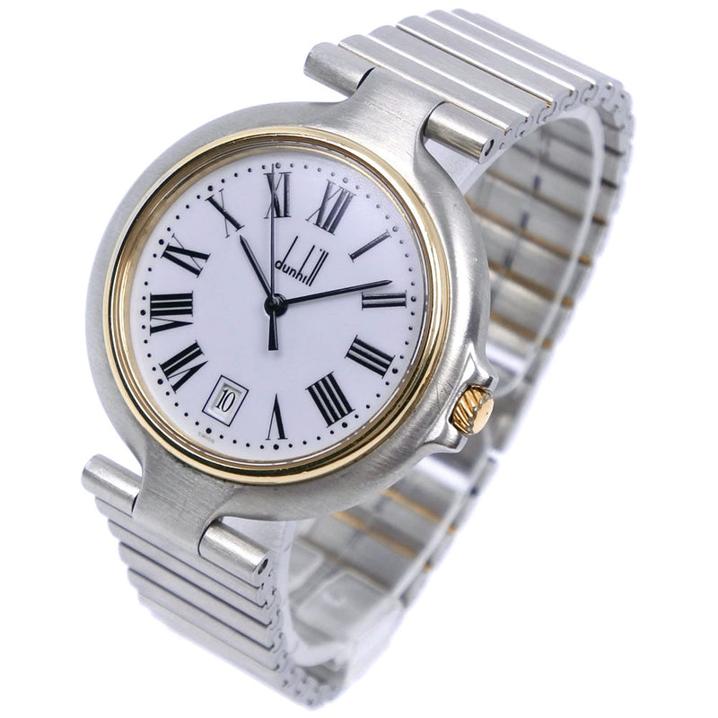 [Dunhill] Dunhill Millennium Date Acero inoxidable x plateado de oro de oro, reloj de marcación blanca para hombres A-Rank