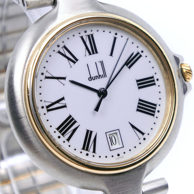 【Dunhill】ダンヒル
 ミレニアム デイト ステンレススチール×金メッキ シルバ― クオーツ アナログ表示 メンズ ホワイト文字盤 腕時計
A-ランク