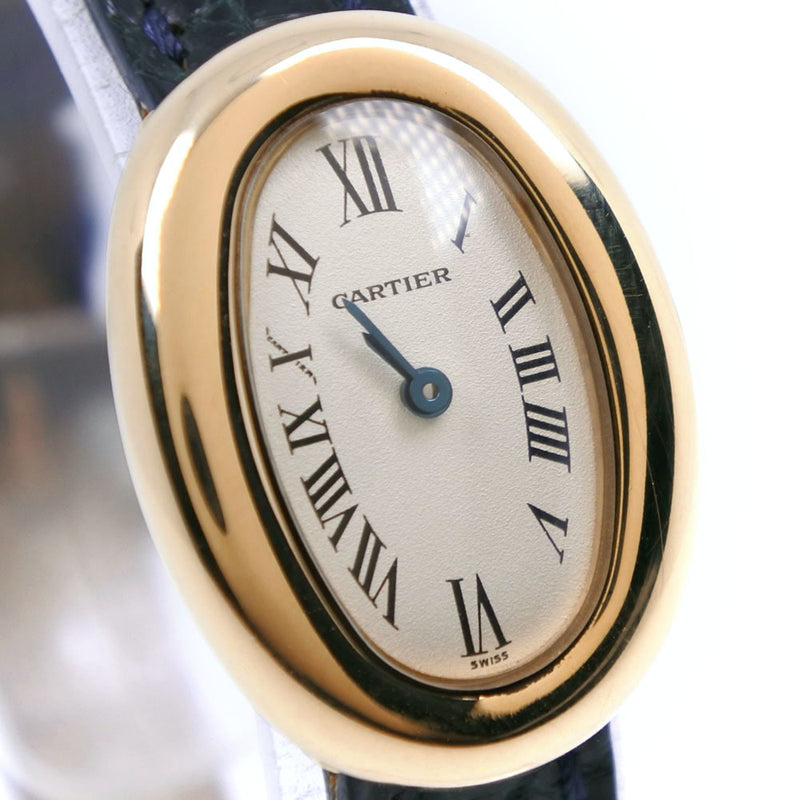[Cartier] Cartier Mini Benuir W1510956 K18 Oro amarillo x Cuero Cuarto Cuarzo Analógico Dial Marfil Dial Reloj