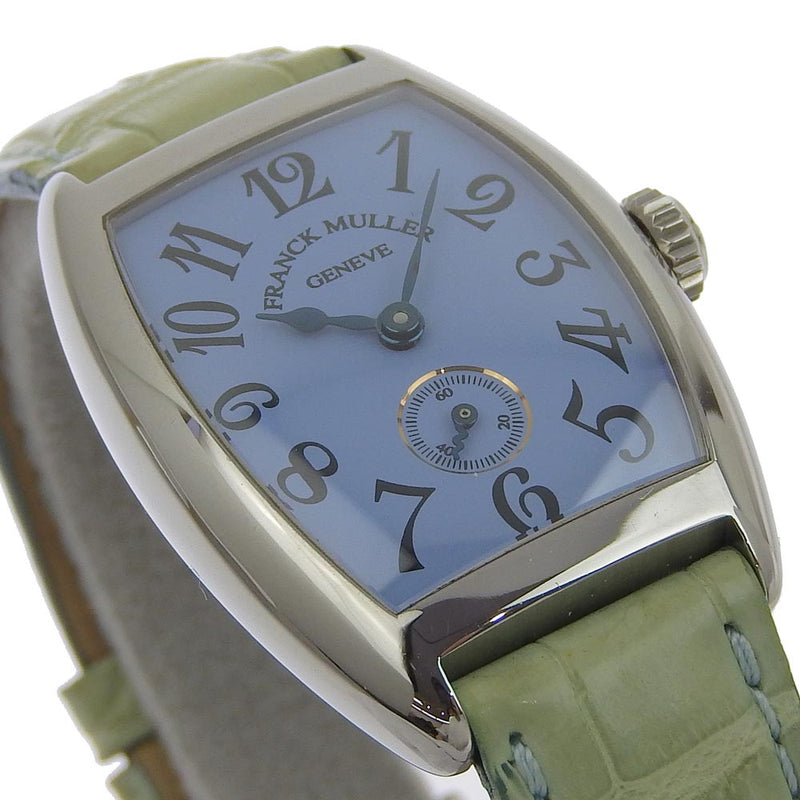 【FRANCK MULLER】フランクミュラー
 トノーカーベックス  1750S6 ステンレススチール×レザー 黄緑 手巻き アナログ表示 レディース ブルー文字盤 腕時計
A-ランク