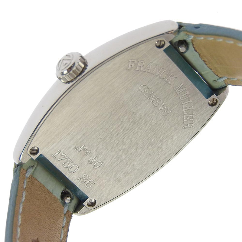 【FRANCK MULLER】フランクミュラー
 トノーカーベックス  1750S6 ステンレススチール×レザー 黄緑 手巻き アナログ表示 レディース ブルー文字盤 腕時計
A-ランク