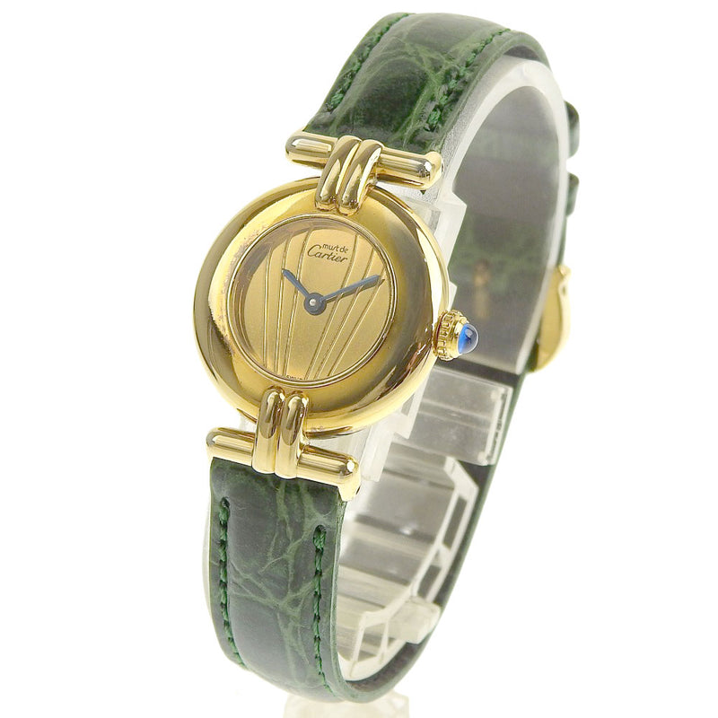 CARTIER】カルティエ マストコリゼ 腕時計 シルバー925×レザー 緑 クオーツ アナログ表示 レディース ゴールド文字盤 腕時計 –  KYOTO NISHIKINO