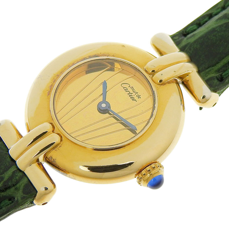 CARTIER】カルティエ マストコリゼ 腕時計 シルバー925×レザー 緑 クオーツ アナログ表示 レディース ゴールド文字盤 腕時計 –  KYOTO NISHIKINO