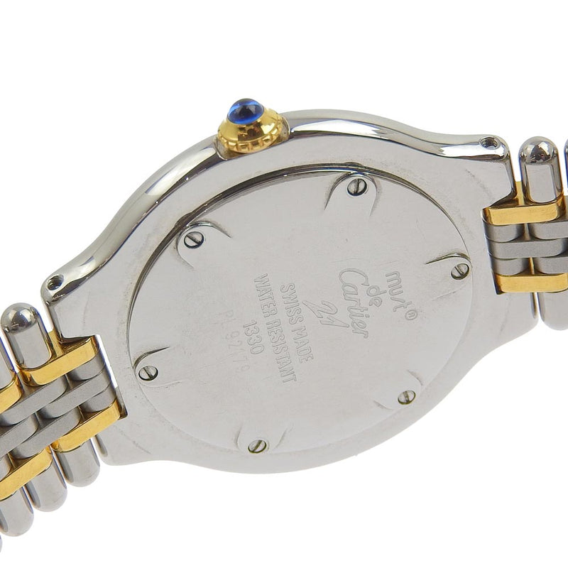 [Cartier] Cartier Must 21 Vantian Stainless Steel x Gold Plating Silva Men's Silver Dial Watch A-Rank