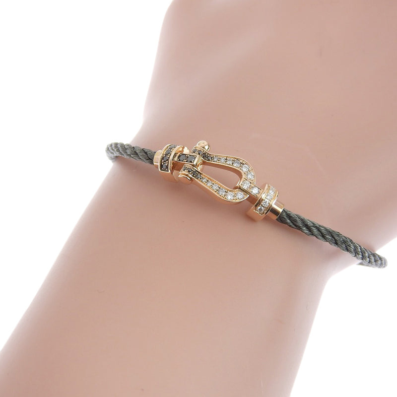 [Fred] Fred Force 10 Mini K18 Pink Gold X Wire Cord X Diamond/Black Diamond Black Unisex Bracelet SA Rank