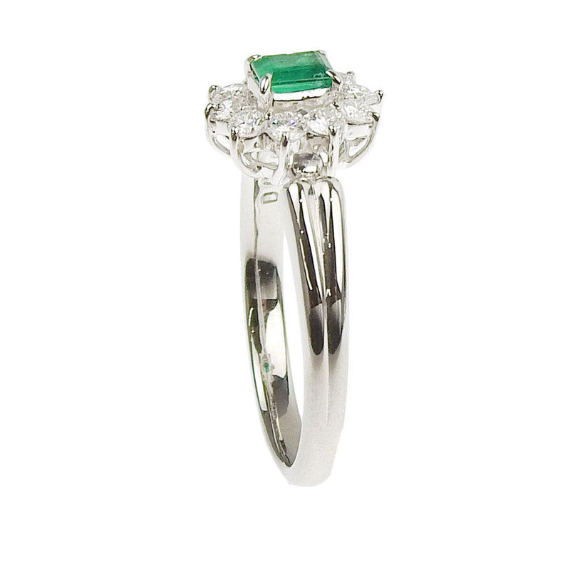 [Mikimoto] anillo de mikimoto / anillo PT900 platino x esmeralda x diamante 10 d0.29 e0.21 Damas grabadas anillo / anillo sa rango